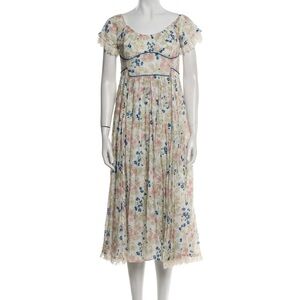 Gul Hurgel Spring Floral Lace Cotton Cottagecore Romantic Dream Maxi Dress Small